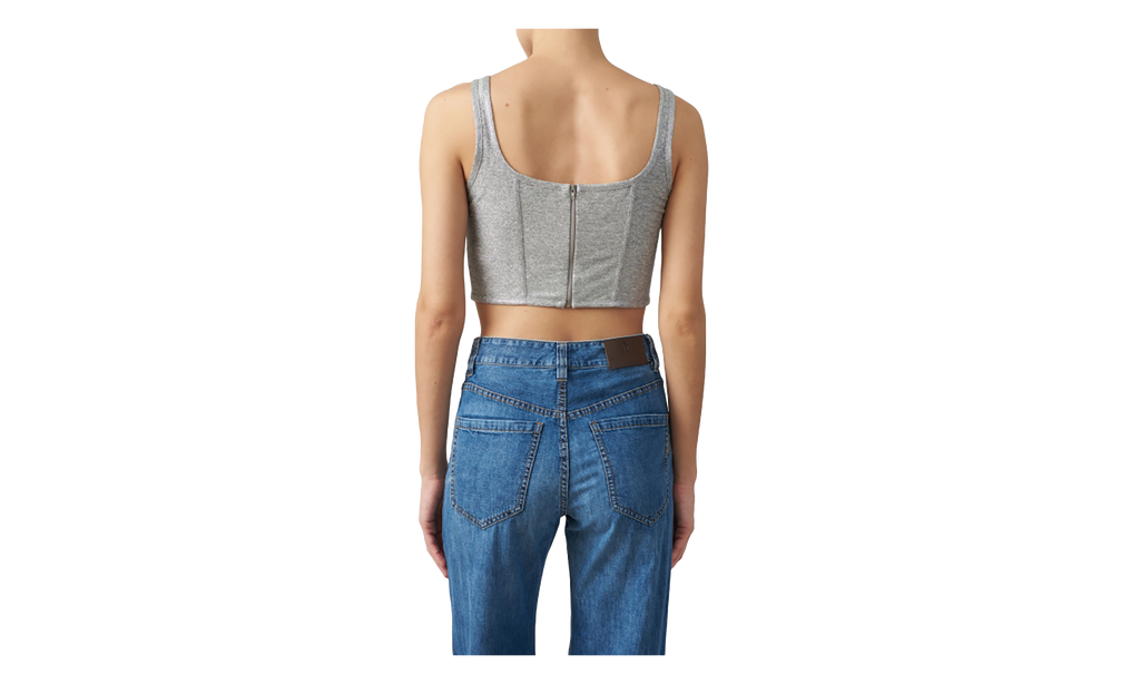 Brunello Cucinelli Linen Blend Cropped Top WMNS "Silver" BRUN1434