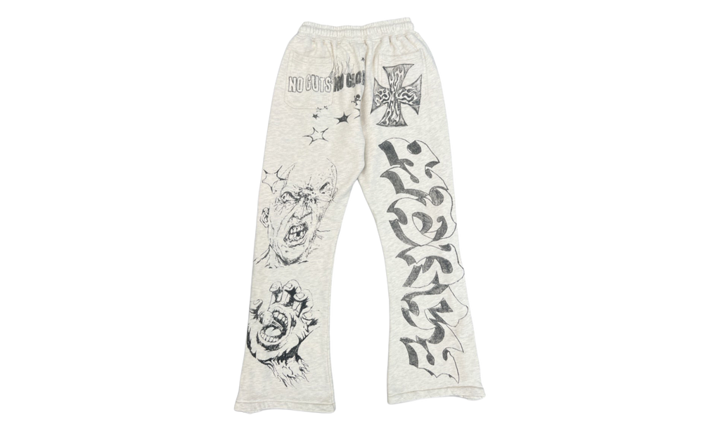 HELLSTAR Graffiti Mirror Face Sweatpants "Grey" HSR382