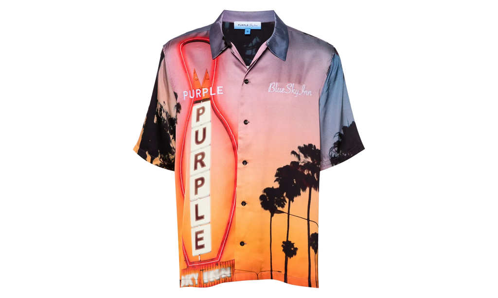 Purple Brand AOP x Sky Inn Button Down Shirt "Blue" P354 PBCS824