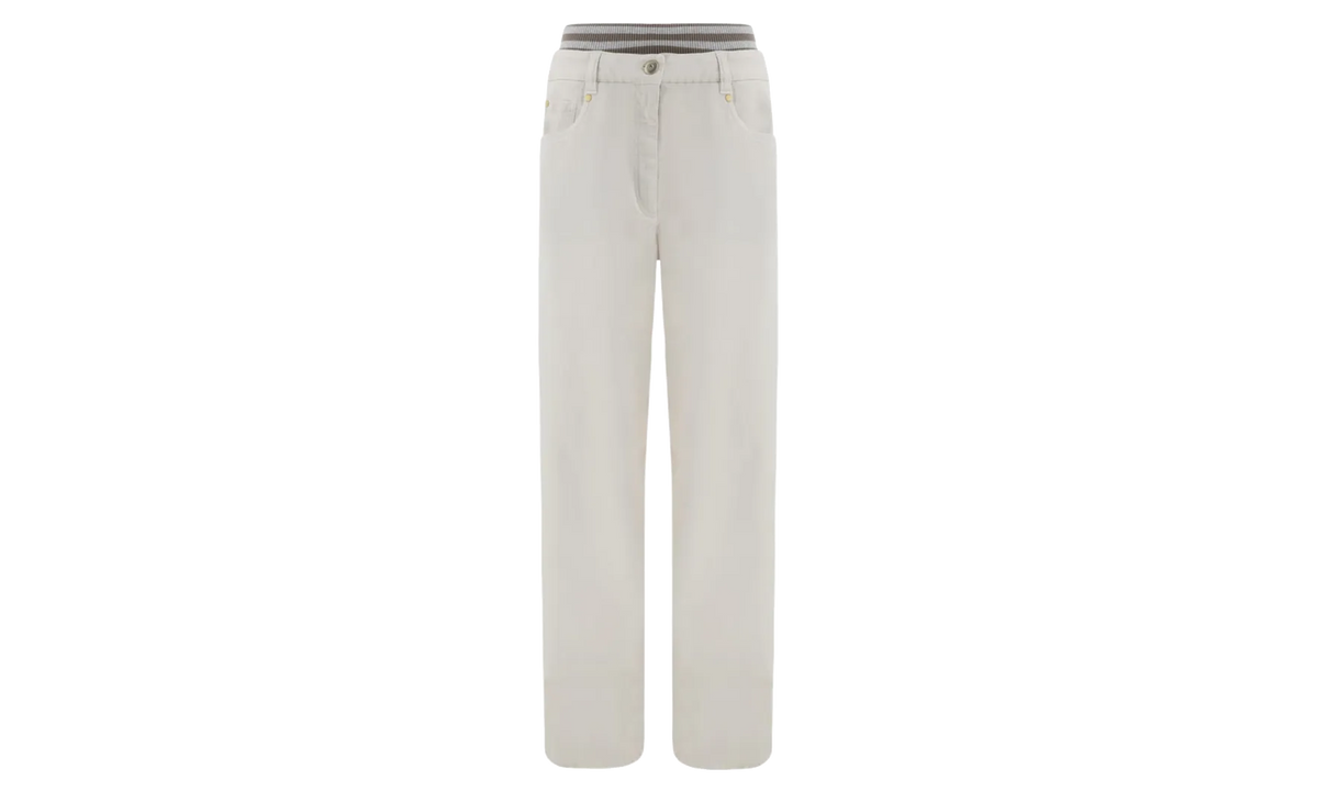 BRUNELLO CUCINELLI Straight Leg Trousers With Waistband WMNS "Plaster" BRUN402