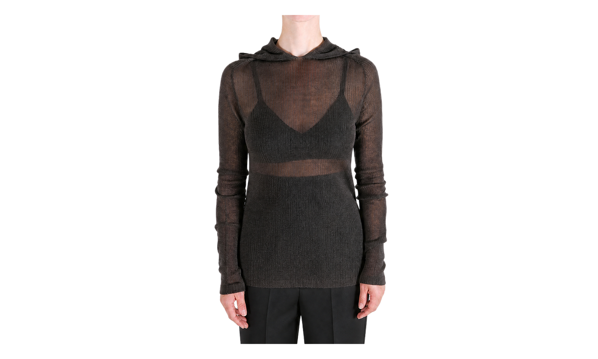 Rick Owens Hooded Long-Sleeve Ribbed Tee WMNS "Dark Dust" RP02F5680 RIBWSL 78