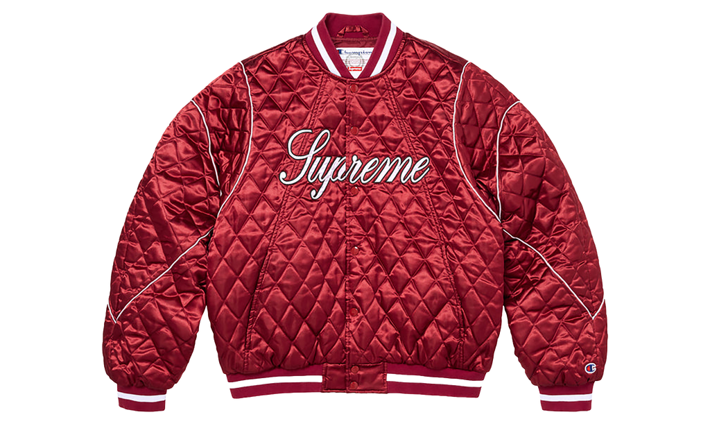 SUPREME Champion Quilted Satin Varsity Jacket "FW26 - Red" SU28441