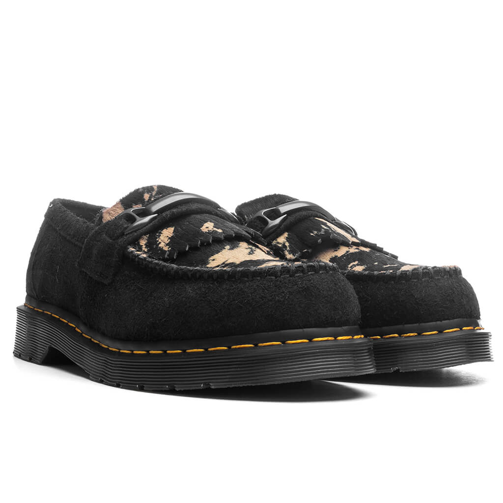 Dr. Martens Adrian Snaffle - Black Napped Suede/Beige Contrast Hair On