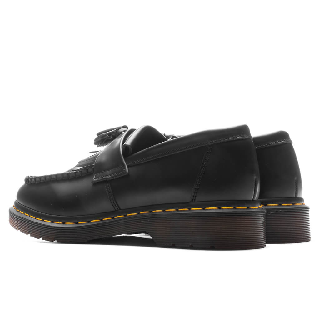 Dr. Martens Adrian Yellow Stitch Leather Tassel Loafers - Black Smooth