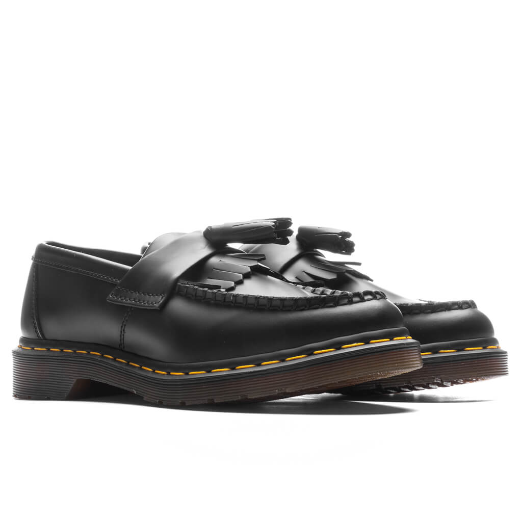 Dr. Martens Adrian Yellow Stitch Leather Tassel Loafers - Black Smooth