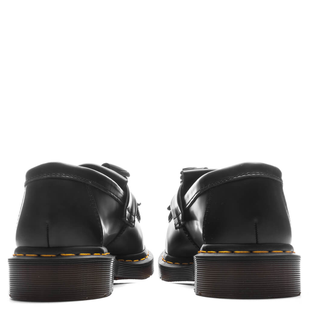 Dr. Martens Adrian Yellow Stitch Leather Tassel Loafers - Black Smooth