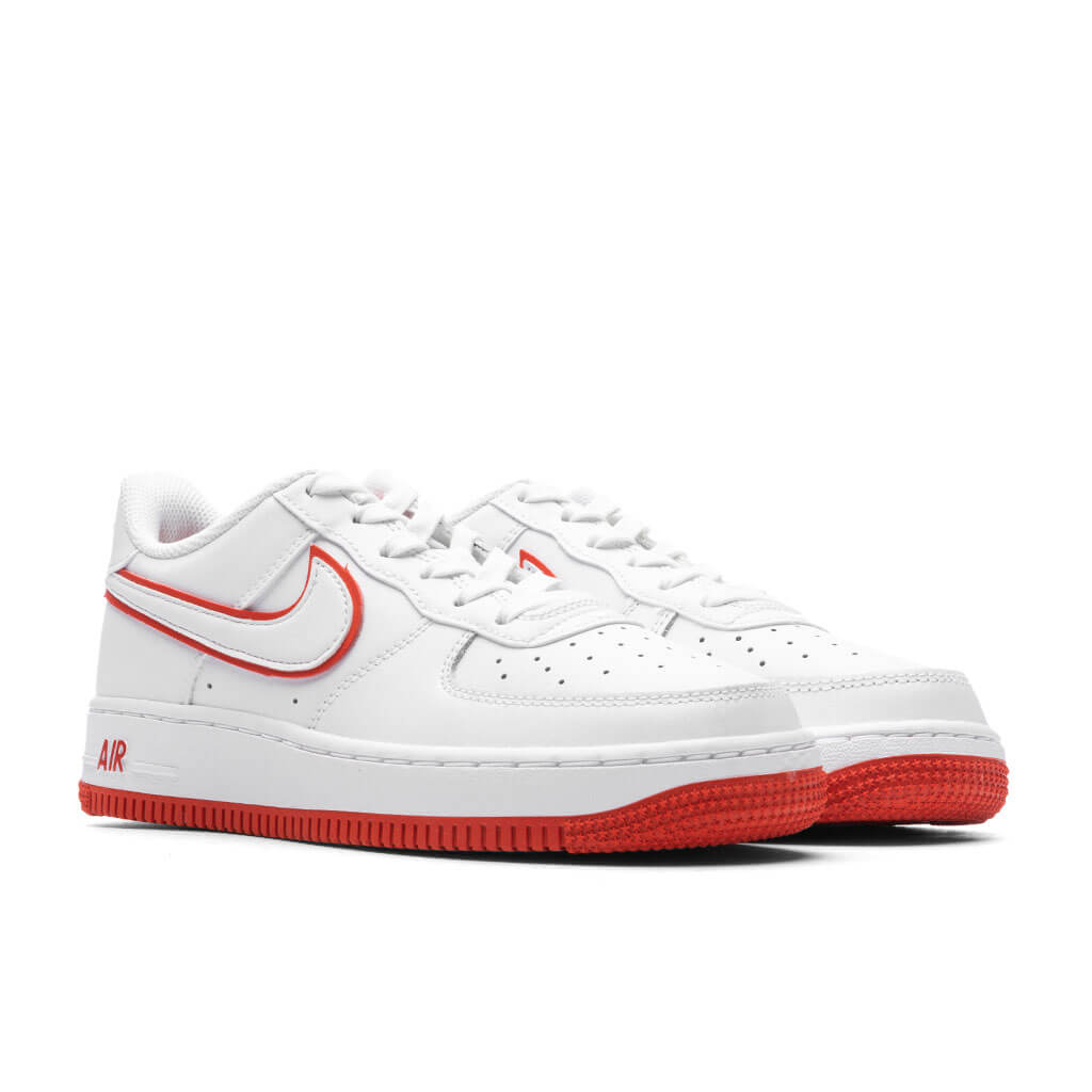 Nike Air Force 1 (GS) - White/White/Picante Red