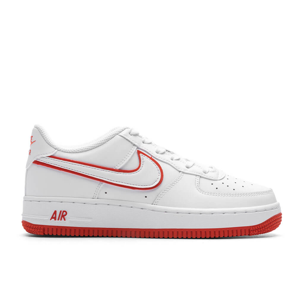 Nike Air Force 1 (GS) - White/White/Picante Red