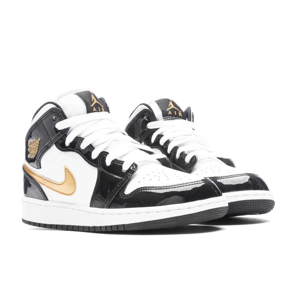 Air Jordan 1 Mid SE (GS) 'Black Gold' - Black/Metallic Gold/White