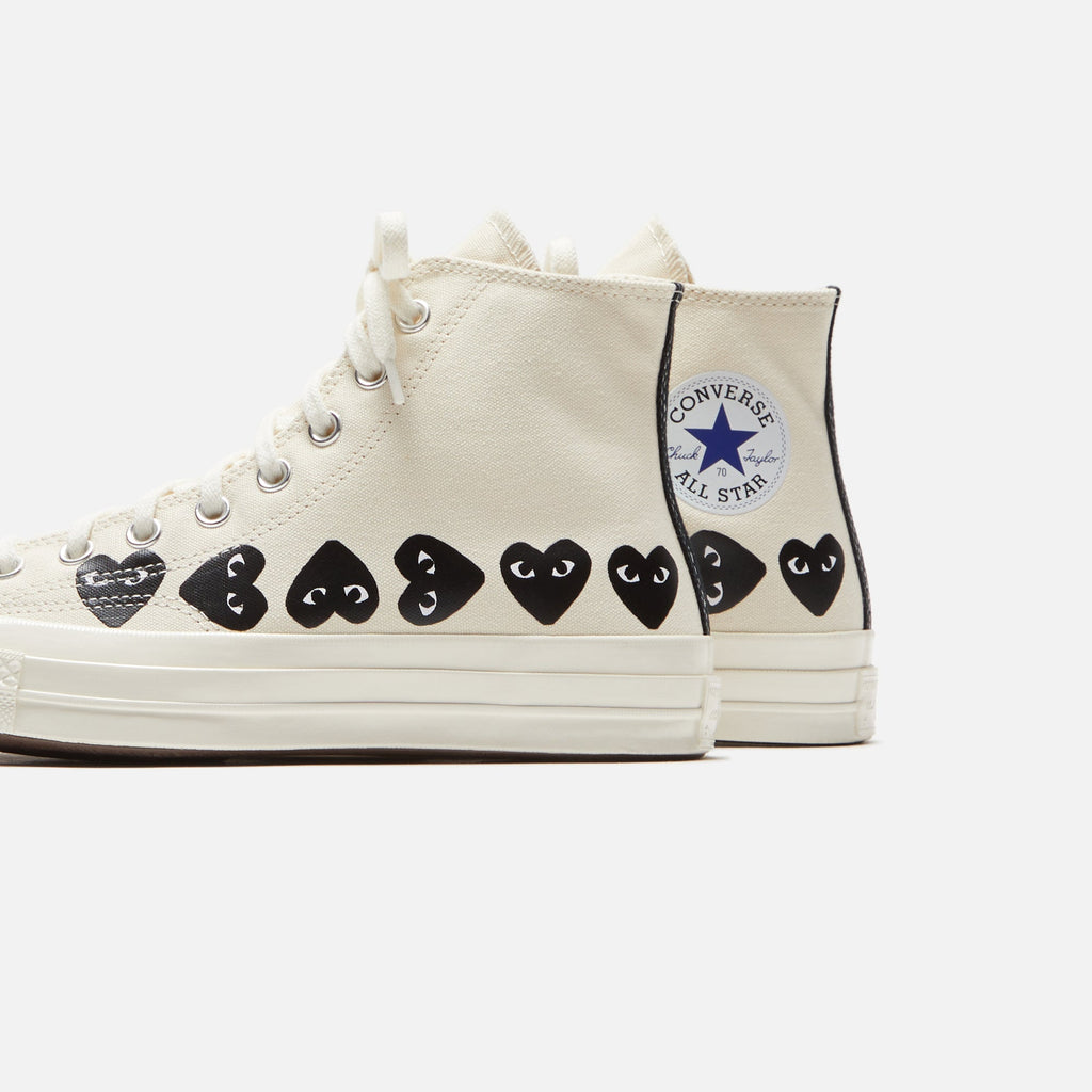 CDG Homme Comme Des Garçons Play x Converse Multi Heart High Top - Beige / Black