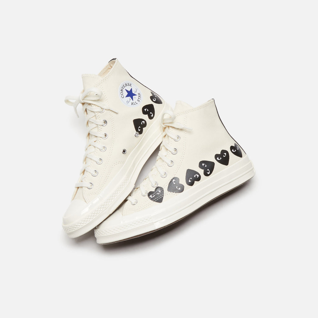 CDG Homme Comme Des Garçons Play x Converse Multi Heart High Top - Beige / Black