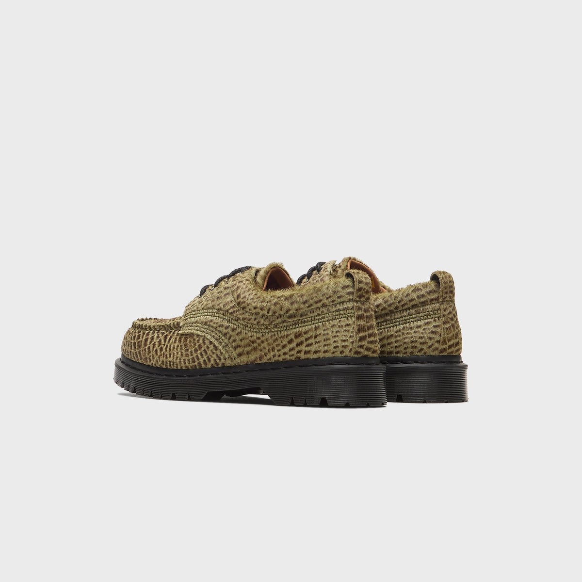 Dr. Martens Lowell Hair On Leather Moc Toe - Olive Green / Pebble Emboss