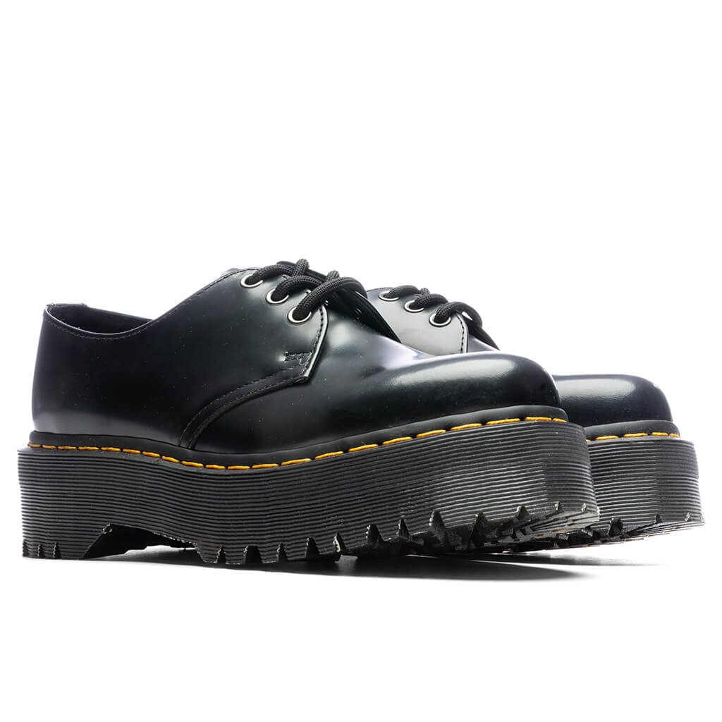 Dr. Martens 1461 Quad Smooth Leather Platform Shoes - Black Polished Smooth