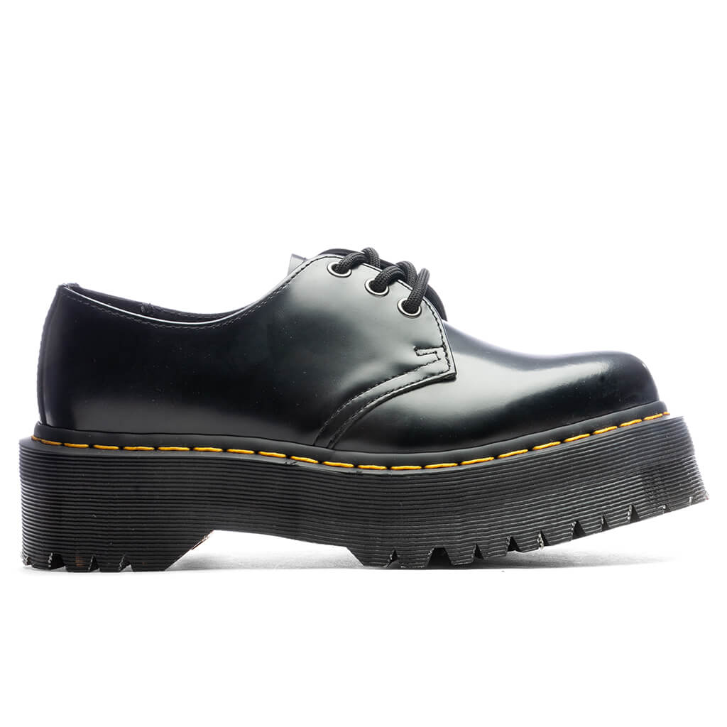 Dr. Martens 1461 Quad Smooth Leather Platform Shoes - Black Polished Smooth