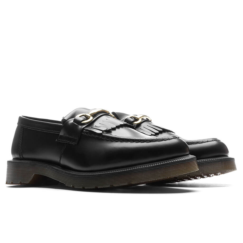 Dr. Martens Adrian Snaffle Smooth Leather Kiltie Loafers - Black Polished Smooth