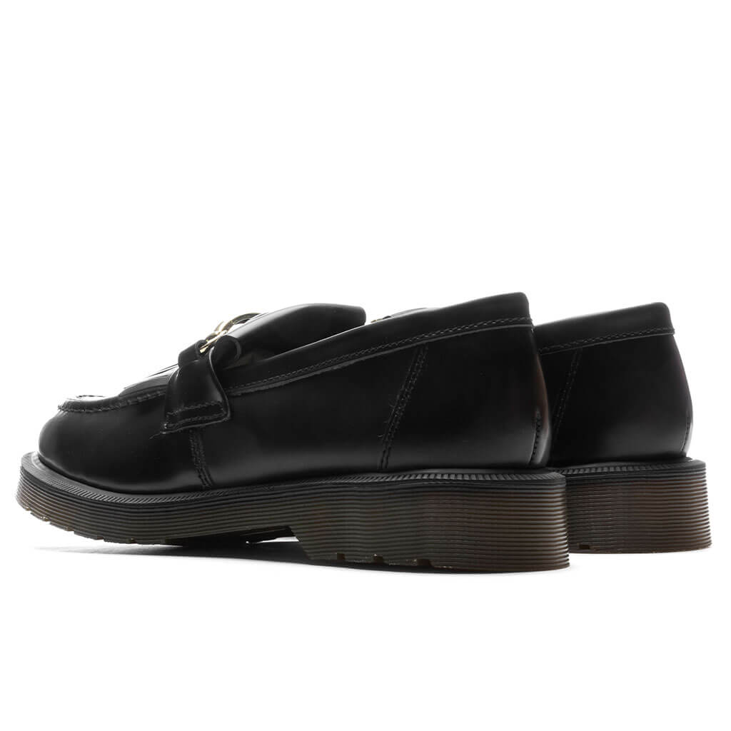 Dr. Martens Adrian Snaffle Smooth Leather Kiltie Loafers - Black Polished Smooth