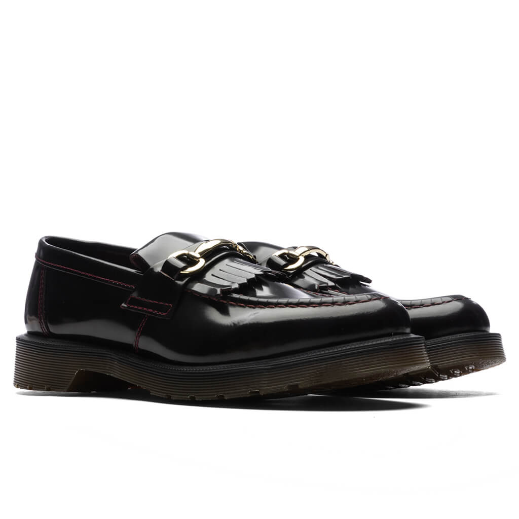 Dr. Martens Adrian Snaffle Smooth Leather Kiltie Loafers - Cherry Red Arcadia