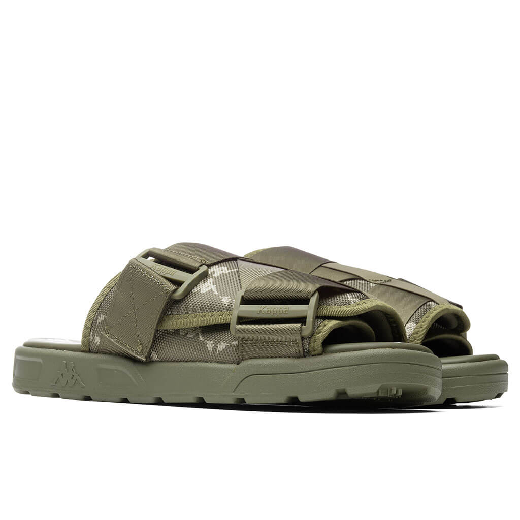 Kappa 222 Banda Mitel 4 Sandals - Green Olive/White