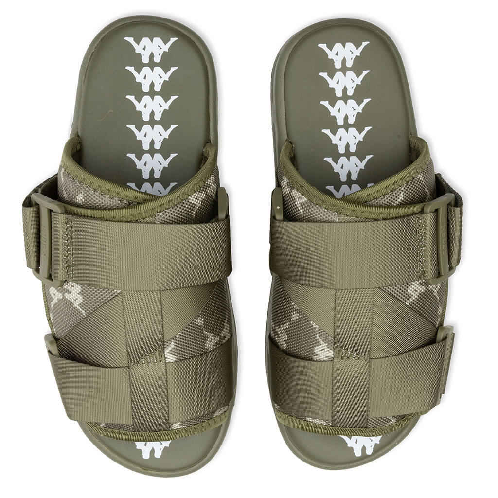 Kappa 222 Banda Mitel 4 Sandals - Green Olive/White