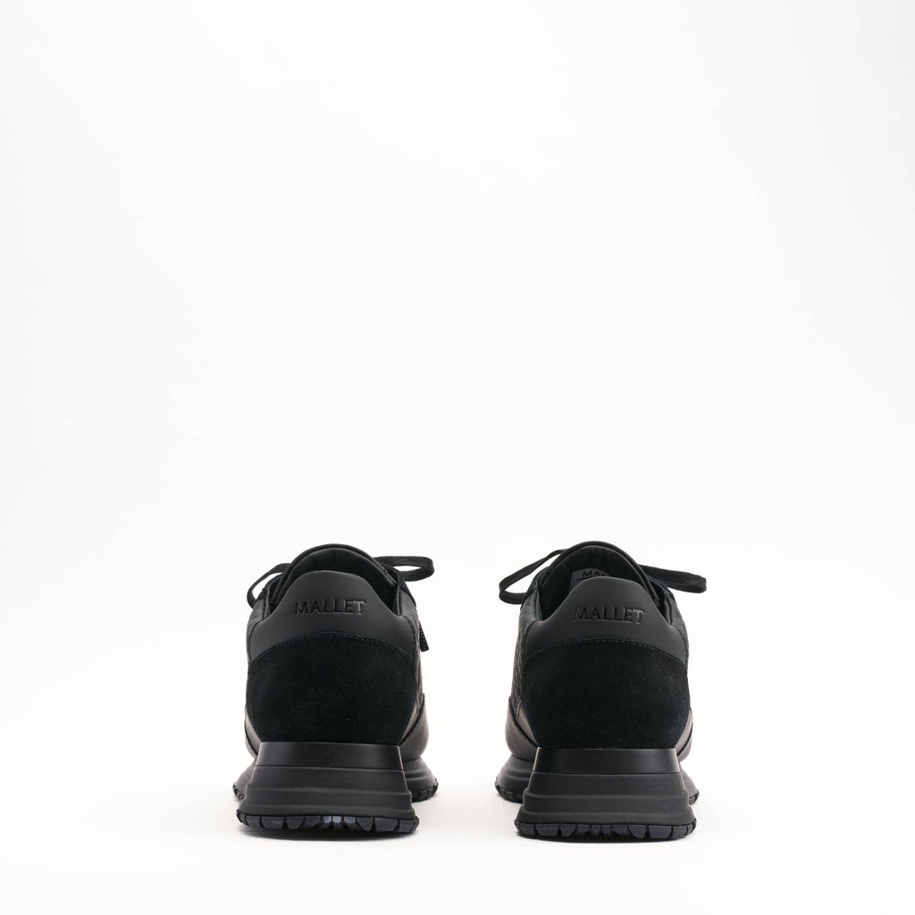 Mallet London MALLET Popham Men's Black Tumbled Leather Monogram Trainers