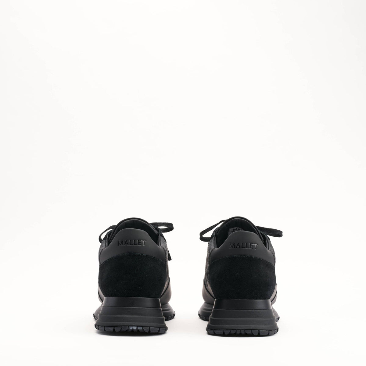 Mallet London MALLET Popham Men's Black Tumbled Leather Monogram Trainers