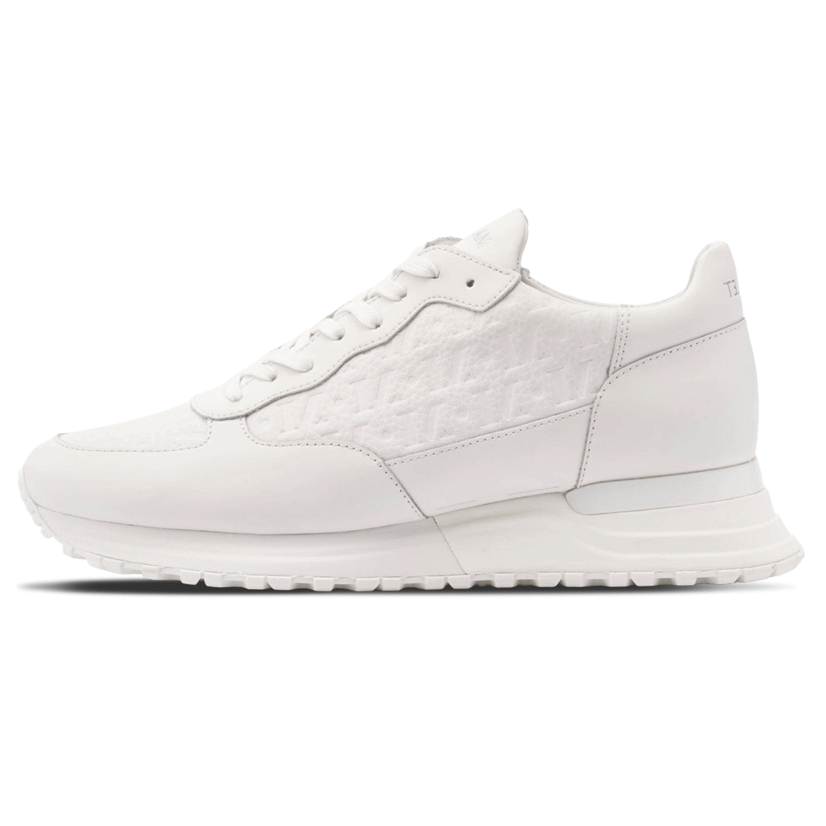 Mallet London MALLET Popham Men's White Tumbled Leather Monogram Trainers