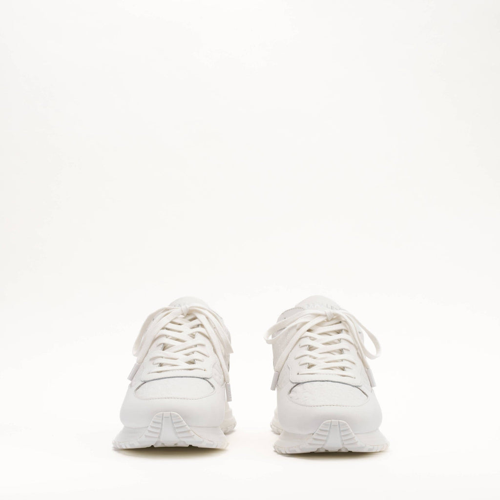 Mallet London MALLET Popham Men's White Tumbled Leather Monogram Trainers