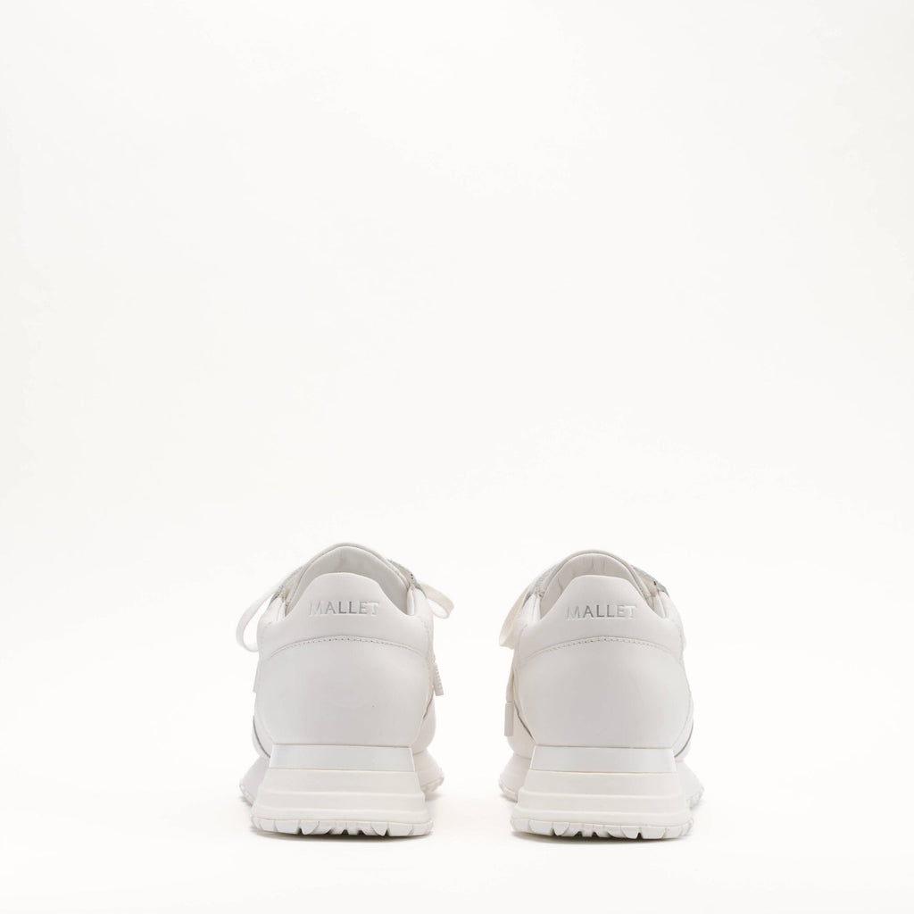 Mallet London MALLET Popham Men's White Tumbled Leather Monogram Trainers