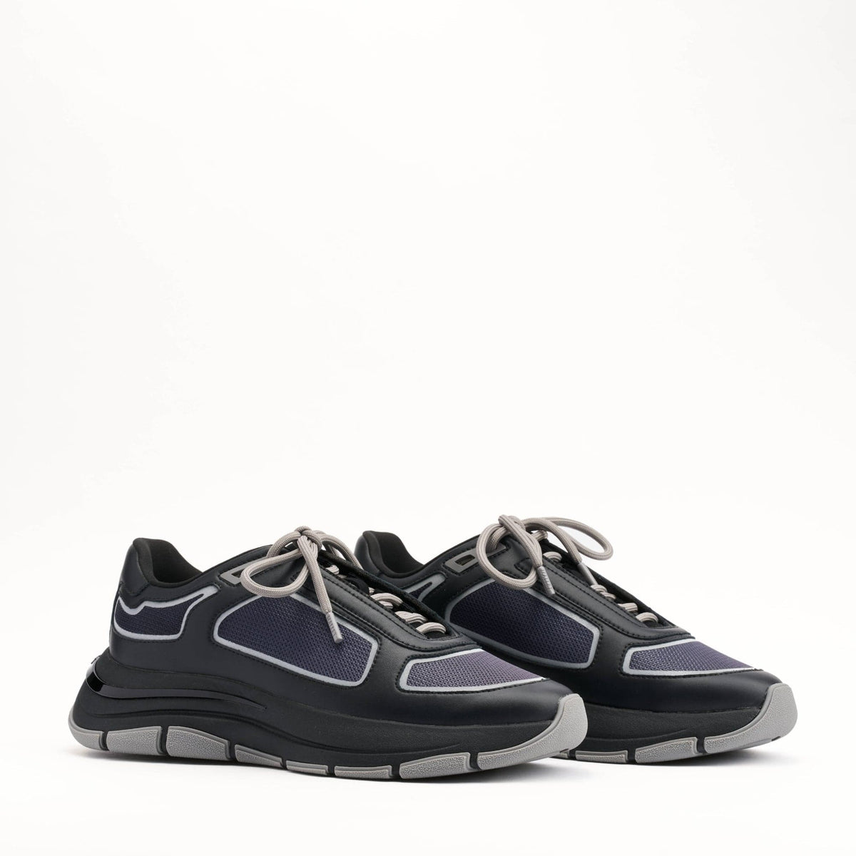 Mallet London MALLET Alton Men's Black Chrome Ombre Leather Trainers