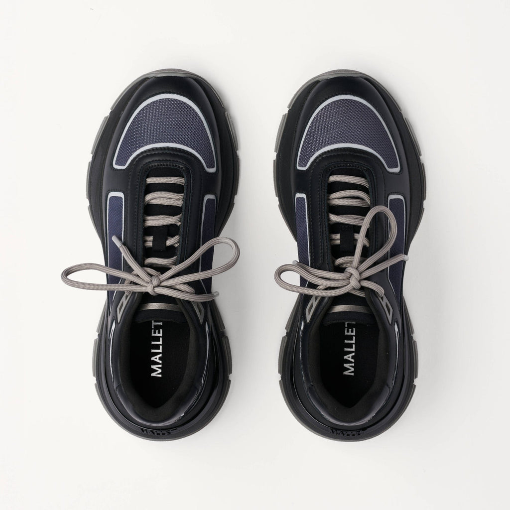 Mallet London MALLET Alton Men's Black Chrome Ombre Leather Trainers