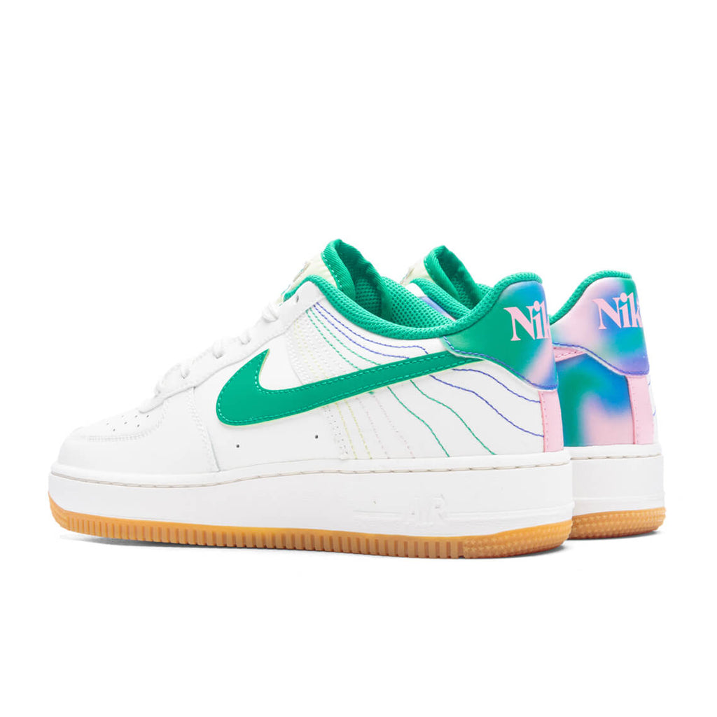 Nike Air Force 1 (GS) 'Heel Stich' - Sail/Stadium Green/Med Soft Pink