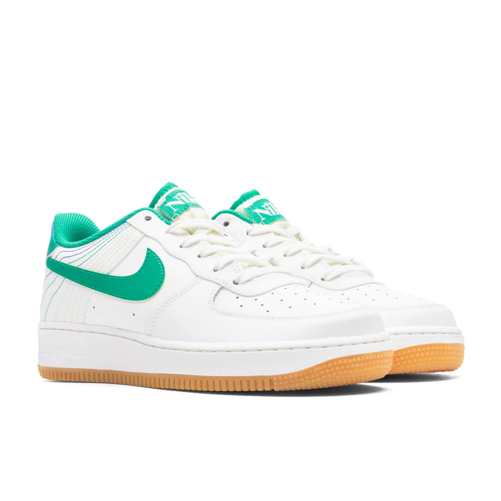 Nike Air Force 1 (GS) 'Heel Stich' - Sail/Stadium Green/Med Soft Pink