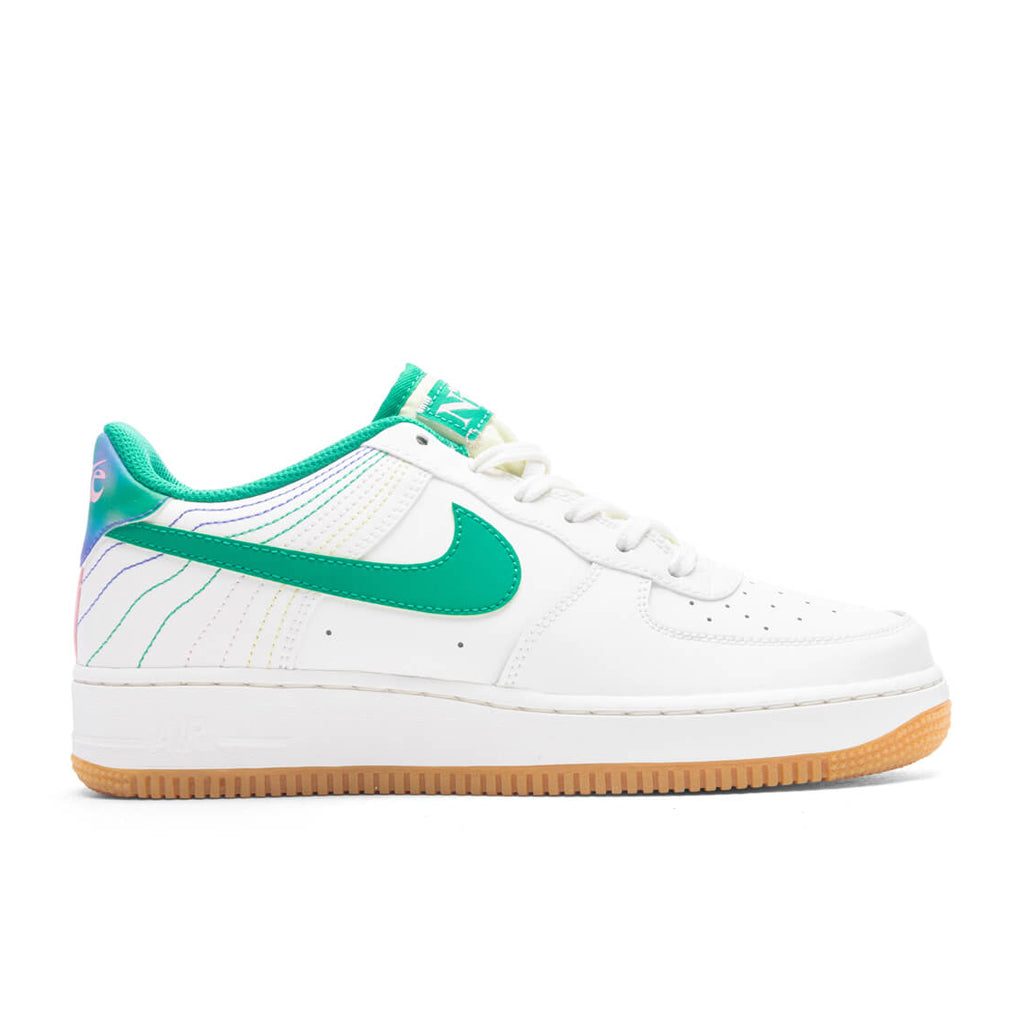 Nike Air Force 1 (GS) 'Heel Stich' - Sail/Stadium Green/Med Soft Pink