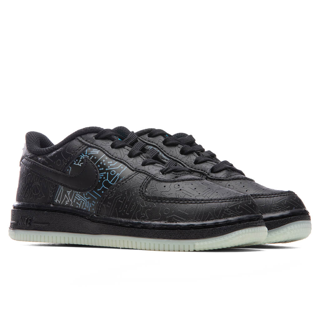 Nike Air Force 1 (PS) - Black/Light Blue Fury