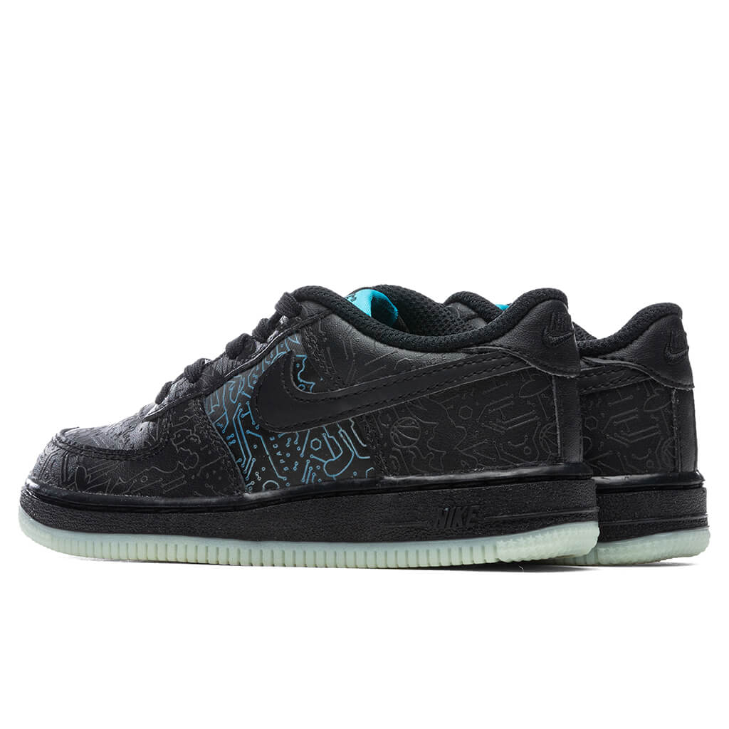 Nike Air Force 1 (PS) - Black/Light Blue Fury