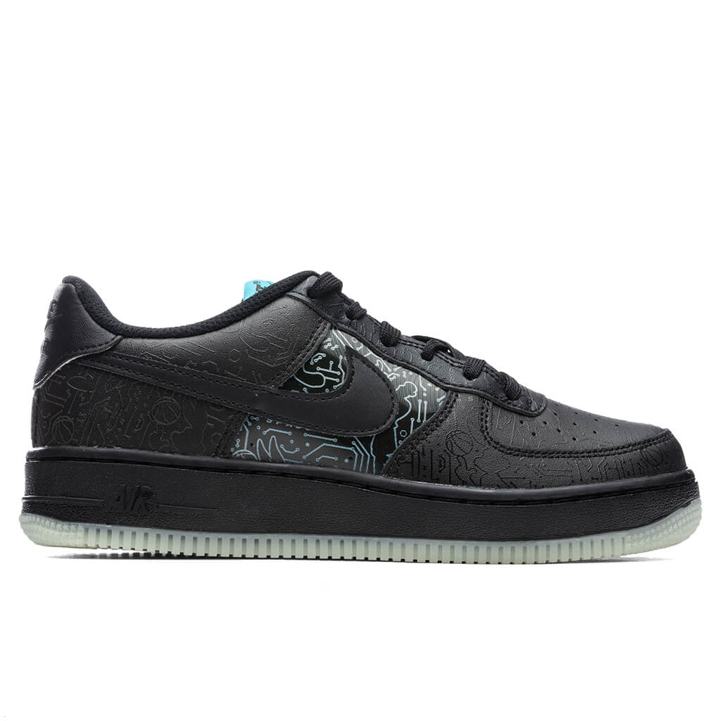 Nike Air Force 1 (PS) - Black/Light Blue Fury