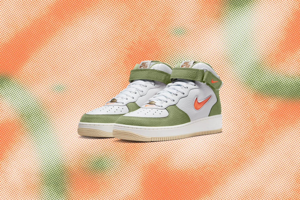 Nike Air Force 1 Mid QS - White/Total Orange/Oil Green