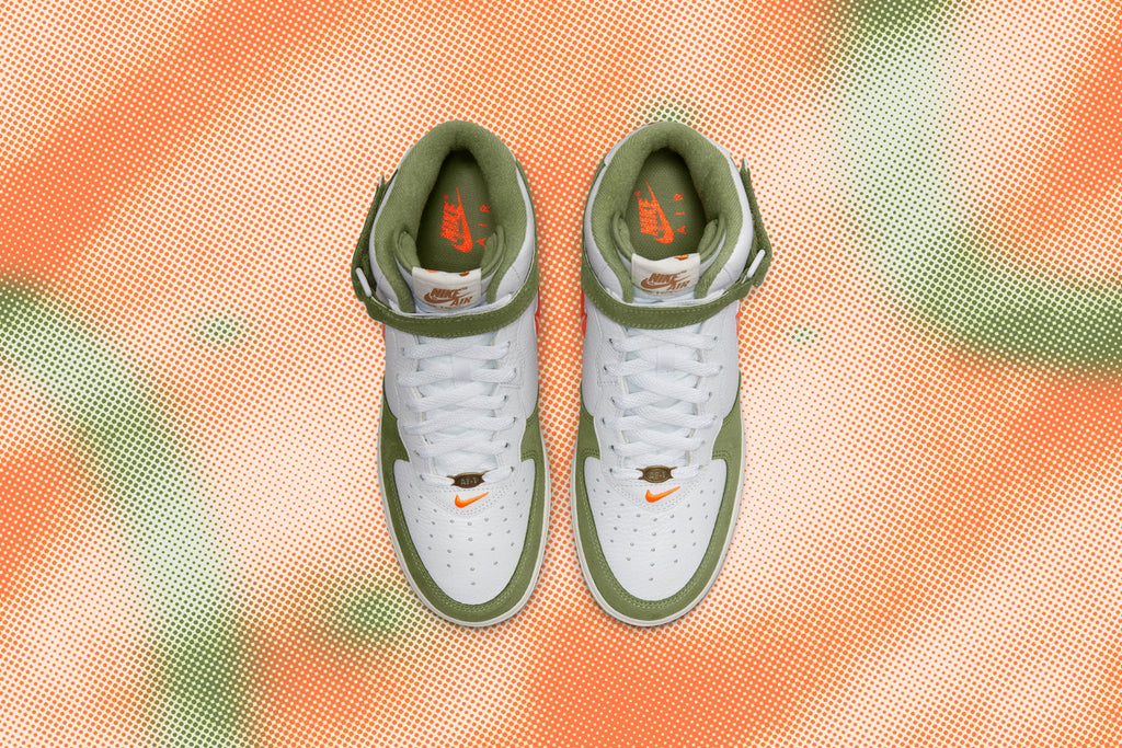 Nike Air Force 1 Mid QS - White/Total Orange/Oil Green