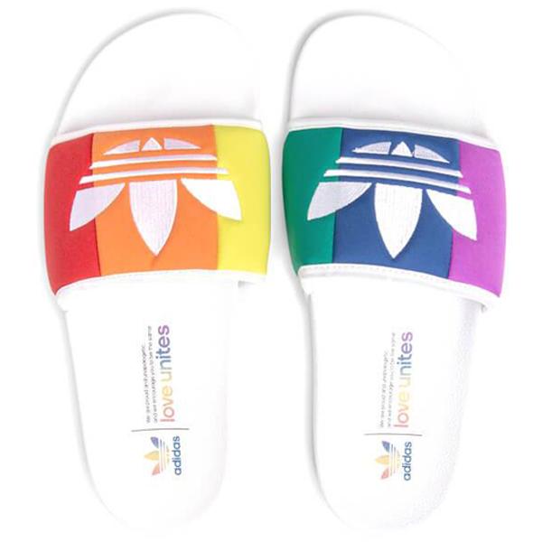 Adidas Originals Adilette 'Pride' - Flat White/Orange/Scarlet