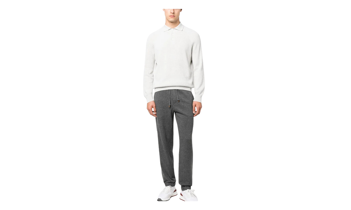 BRUNELLO CUCINELLI Drawstring Tapered Trousers "Gray" BRUN290