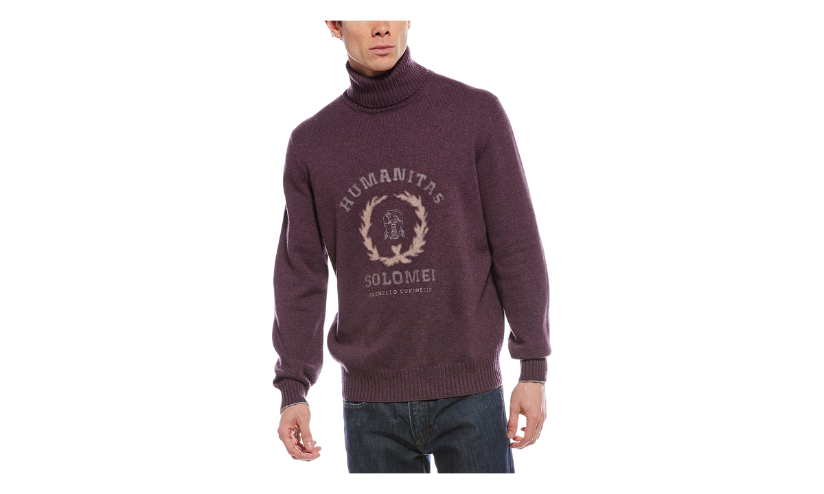 BRUNELLO CUCINELLI Turtleneck Sweater With Emblem "Maroon" BRUN583