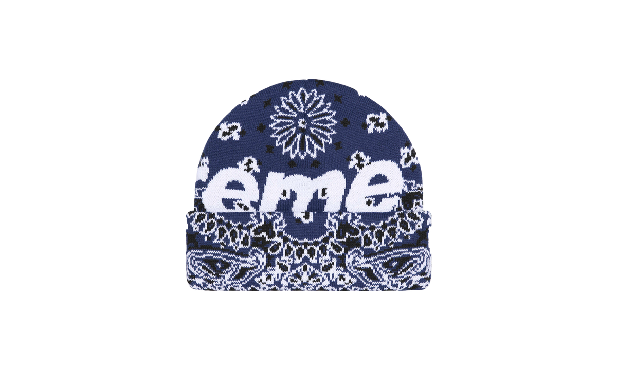 Supreme Bandana Big Logo Beanie "FW24 - Navy Bandana" SU897
