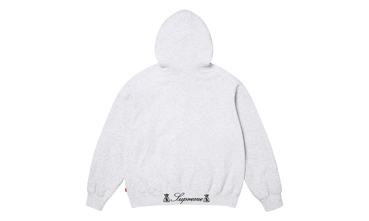 SUPREME God Over Money Zip Up Hooded Sweatshirt "Fw26 - Ash Grey" SU28464