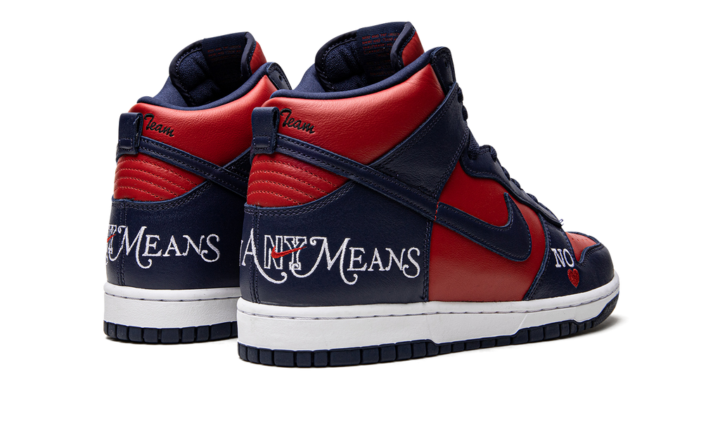 Nike SB Dunk High "Supreme - By Any Means - Navy/Red" DN3741 600