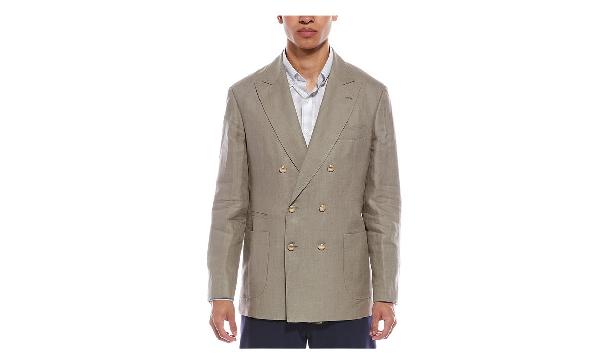 BRUNELLO CUCINELLI Double-Breasted Deconstructed Blazer "Sage" BRUN524