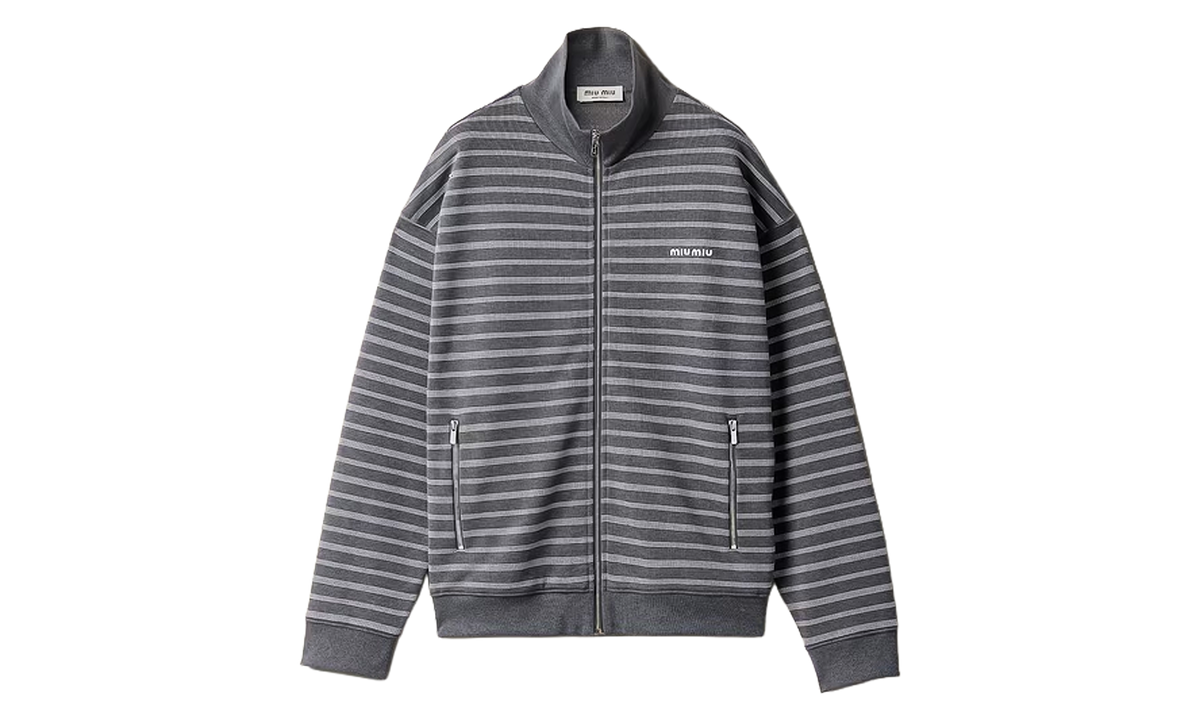 Miu Miu Striped Cotton Fleece Jacket WMNS "Grey / White" MJLA69 174V F052N