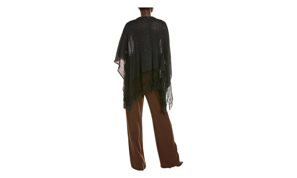Brunello Cucinelli Fringed Poncho Style Sweater WMNS "Black" BRUN570