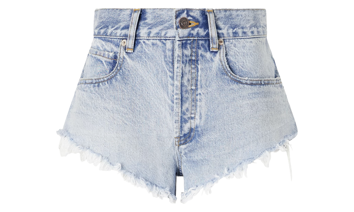 Balenciaga Frayed Raw-Edge Denim Shorts WMNS "Blue" 46376663163094812