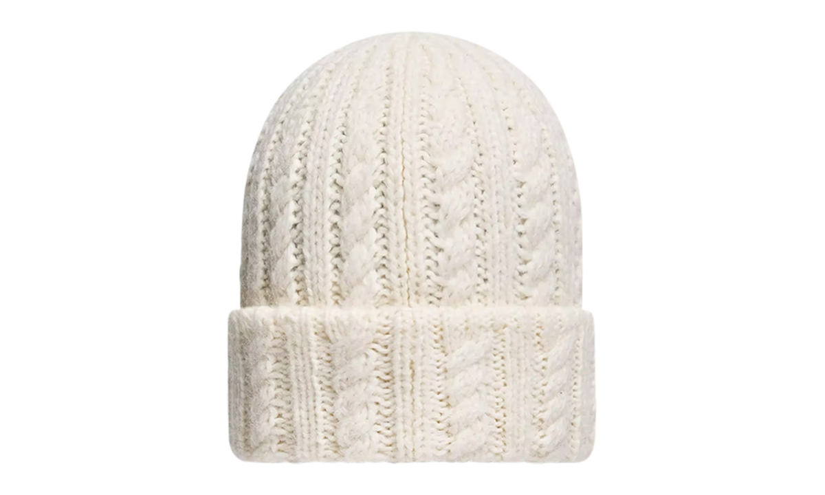 MONCLER Cable Knit Wool Blend Beanie "White" MON132