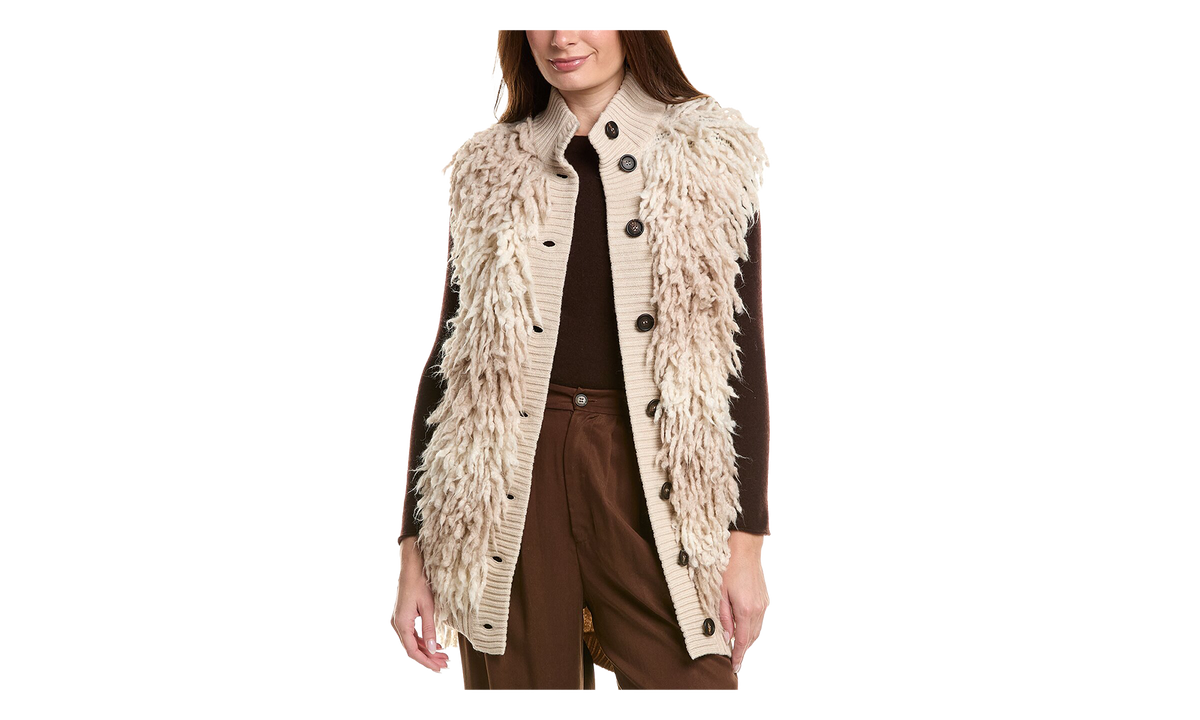 Brunello Cucinelli Textured Knit Buttoned Vest WMNS "Beige" BRUN829